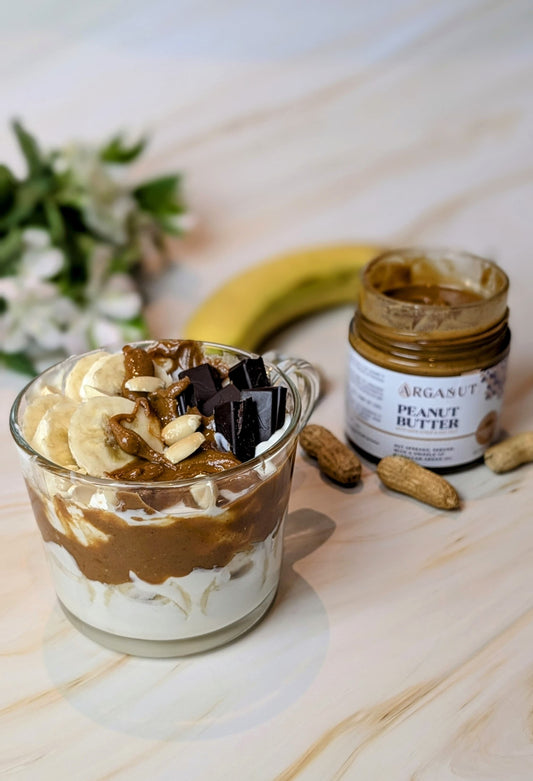 Peanut Butter Yogurt Parfait with Banana and Dark Chocolate