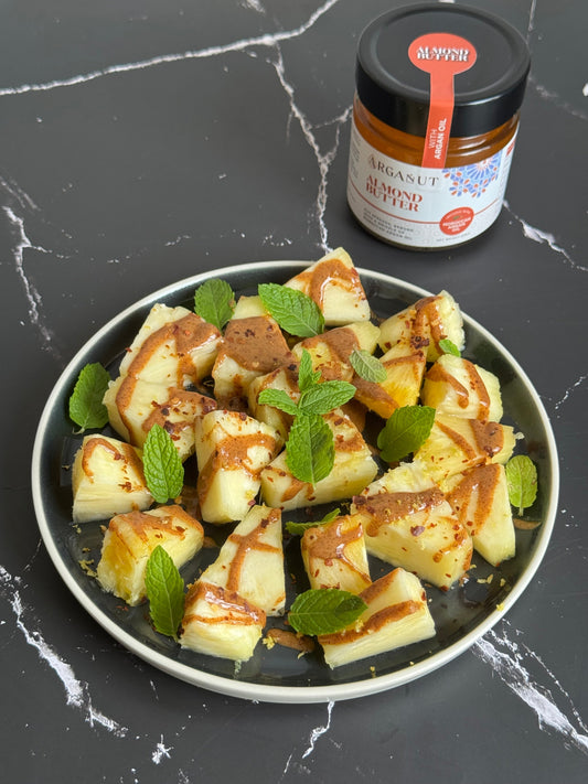 Pineapple with Almond Butter, Lime Zest and Mint